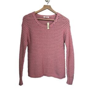 NWT Madewell Open Stitch Austen Pullover Sweater Size XXS Pink Oversized